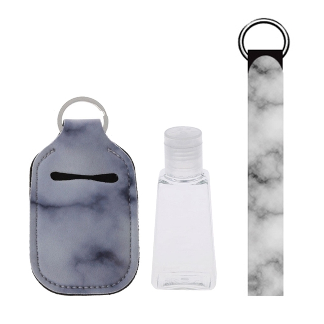 Portable 1oz Refillable Empty Travel Bottles With Keychain Holder Wristlet Set Keychain Bottle Container With Flip Caps