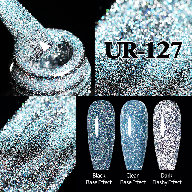 ur sugar 7.5ml neon yellow reflective glitter gel nail polish shine twilight nail gel nail art varnish semi permanent varnish