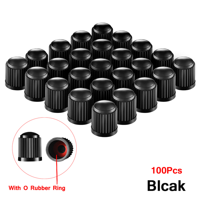 100 pcs Wheel Tire Valve Covers, Universal With O-Ring Rubber Rings For Cars, , Motorcycles, Trucks,SUVs, Bicycles and Bicycles