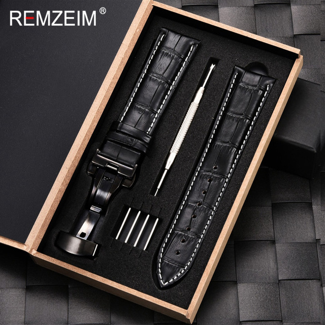 Remz Patterned - Genuine calfskin leather watch strap size 16, 17, 18, 19, 20, 21, 22, 23 and 24mm, with box and watch accessories