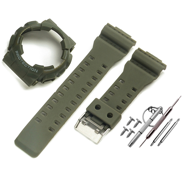 Silicone Rubber Watchband Case For Casio G-SHOCK GA-110/100 GA-120 GD-110 Men's Sport Waterproof Band Strap Bracelet Accessories