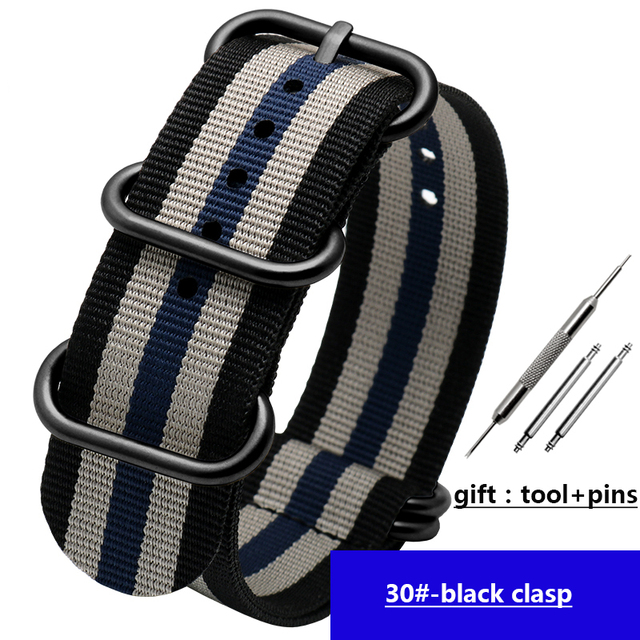 For NATO Zulu strap wholesale 18 color heavy duty nylon watchband 18mm 20mm 22mm 24mm rainbow stripe canvas replacement bracelet