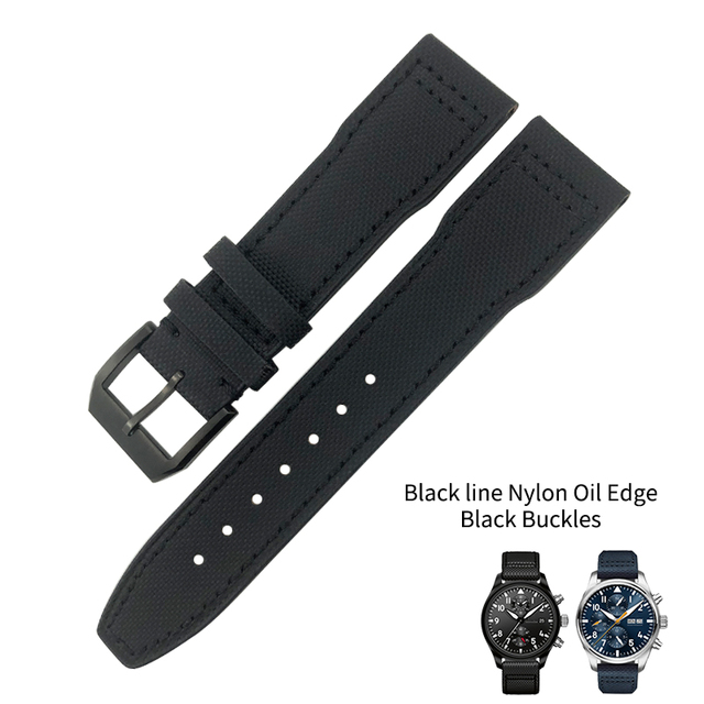 20mm 21mm 22mm Nylon Fabric Genuine Leather Watch Band Fit For IWC Watches Spitfire Pilot Mark 18 Top Gun Strap Pin Buckle