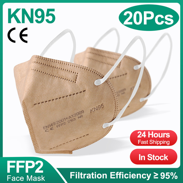 1-100pcs KN95 Masks ffp2fan 5 Layers Mouth Mask FFP2 KN95 Respirator FPP2 Masque FFP 2 Protective Face Mascarillas Masken CE