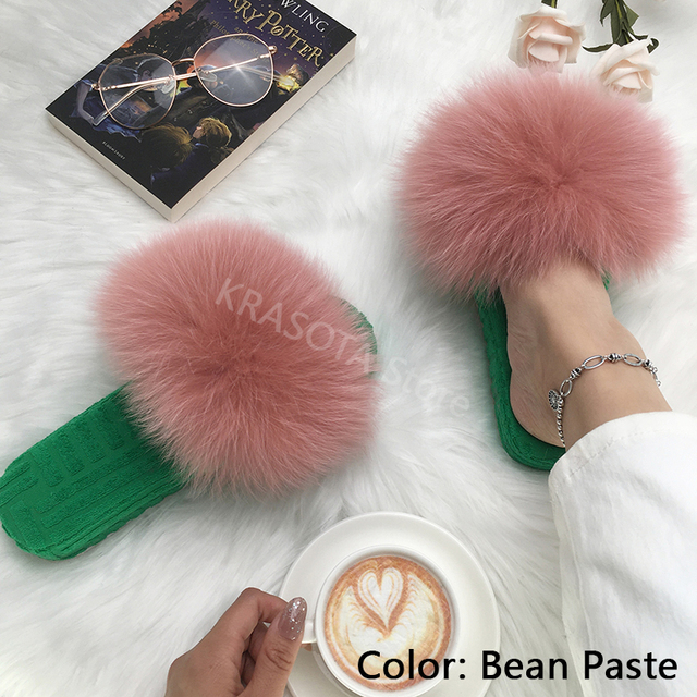 Ladies Slippers Flat Flip Flops Women Shoes Soft Luxury House Platforms Sandals Real Fur Slides Summer Fluffy Fashion Slippers