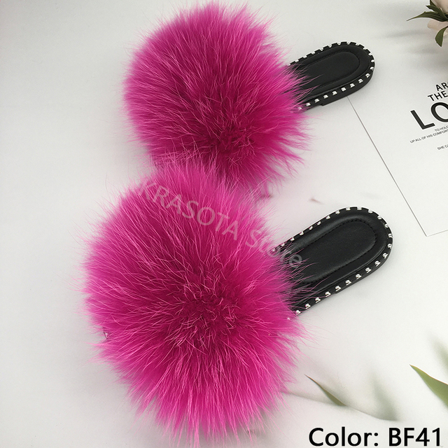 women flip flops summer fluffy slippers luxury real fur slides for women fluffy sliders jelly shoes woman flat sandals with fur