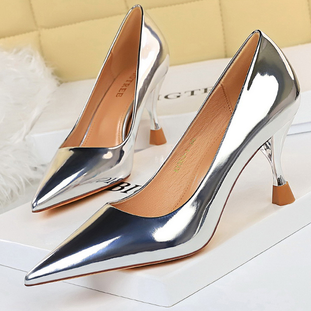 BIGTREE Shoes Woman Pumps Patent Leather High Heels Shoes Women Basic Pump Wedding Shoes Female Stiletto High Heels Women Shoes Plus Size 43