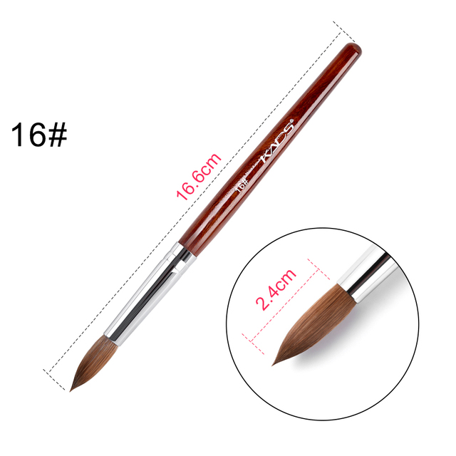 KADS Acrylic Nail Brush Curly Kolinsky Sable UV Nail Art Gel Extension Brush Manicure Flat Round Brush Red Wood Nail Brush