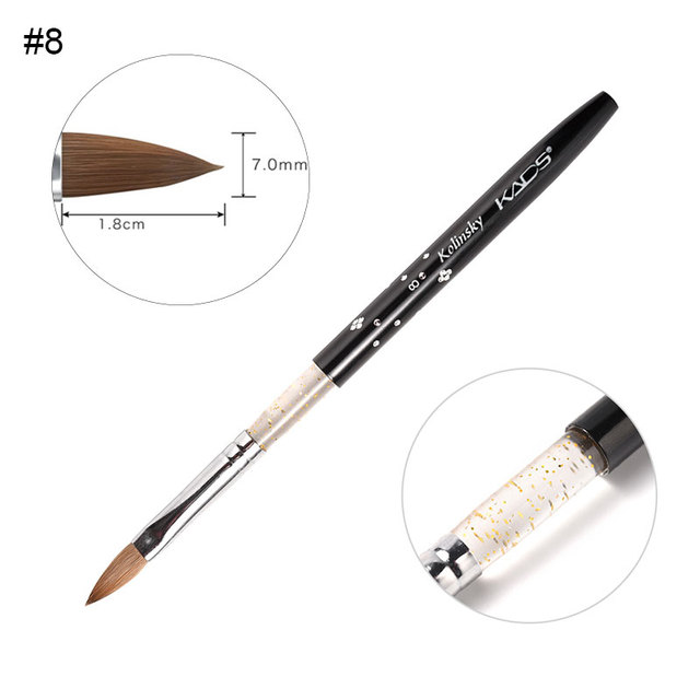 Acrylic Nail Brush Kolinsky Sable UV Nail Gel Crystal Nail Brush Painting Drawing Carving Dotting Pen DIY Nail Design Brushes