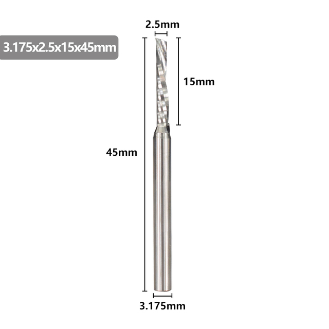 XCAN-آلة قطع كربيد واحدة ، 3.175 مللي متر (1/8 بوصة) ، جهاز التوجيه CNC ، قطر 1-3.175 مللي متر ، لقطع الألومنيوم