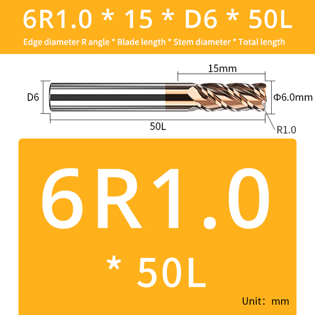 AUG Tool Corner Radial End Mill CNC R Bull Nose Milling Cutter Tungsten Carbide Steel Metal Router Tool R0.5 R1 4 Flutes