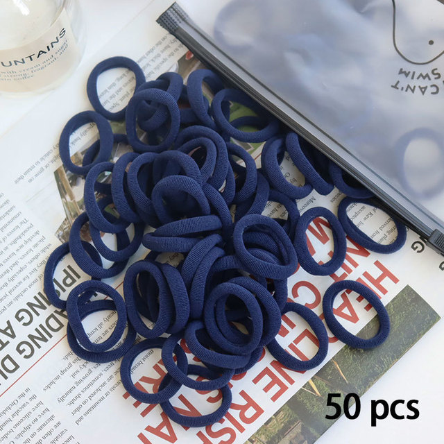 50pcs Set Colorful Girl Ornament Nylon Elastic Hair Bands Ponytail Hair Accessories Holder Rubber Bands Scrunchie Headband