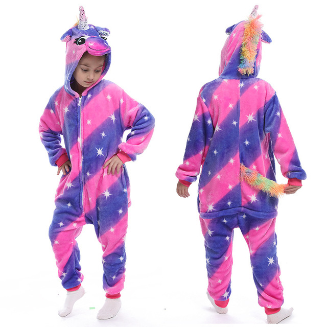 flannel unicorn for kids pajamas boys girls sleepwear children panda jumpsuit kids oneise for jumpsuit licorn