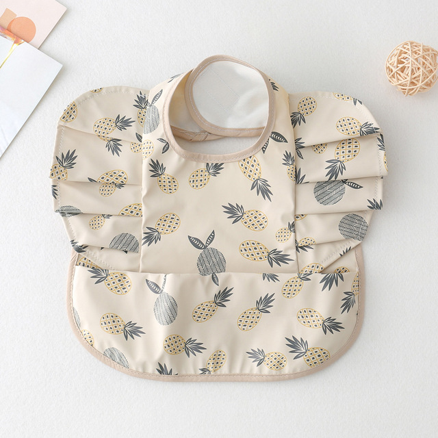 Waterproof Baby Food Eating Baby Bibs PU Cartoon Smock For Babies Feeding Clothes Sleeveless Bib With Pocket Newborn Baby Bib