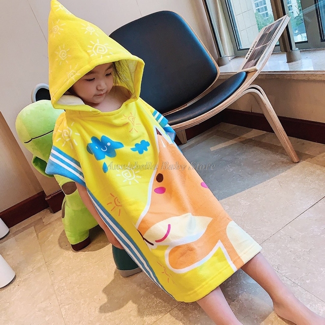 Cartoon Baby Bath Towel Microfiber Cotton Hooded Beach Towel Newborn Cape Towels Soft Poncho Kids Bathing Stuff Infant Towel