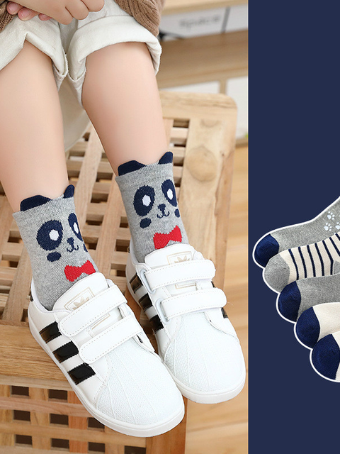 2022 5pairs/lot Children Cotton Boys Girls Socks Cute Cartoon Pattern Kids Socks for Baby Boy Girl Sport Pattern Suitable for 1-12Y