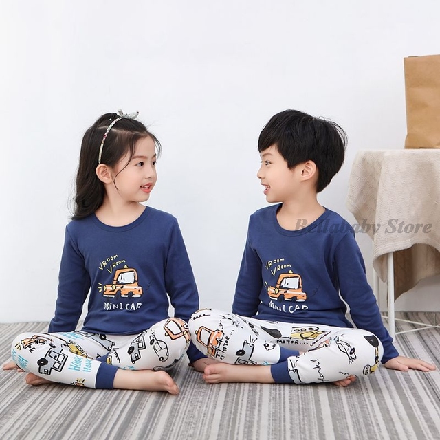 Baby Boy Girl Pajama Sets Korean Spring Pajamas For Kids Sleepwear Set Cotton Cartoon Cow Night Outfits Autumn Children Clothes