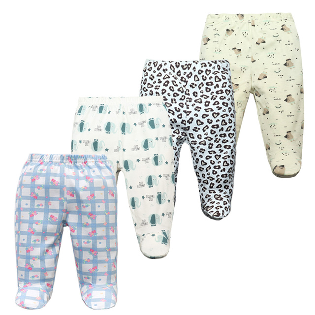 3/4/5pcs/lot Newborn Baby Pants Soft Cotton Cartoon Boys Pants Four Seasons Feet Baby Girls Pants Stripe Baby Trousers 0-12M