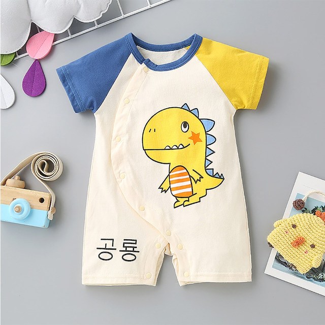 0-24 months newborn romper infant stuff baby clothes girl summer T-shirt with lucky cat kitty duck unisex clothes baby outfit