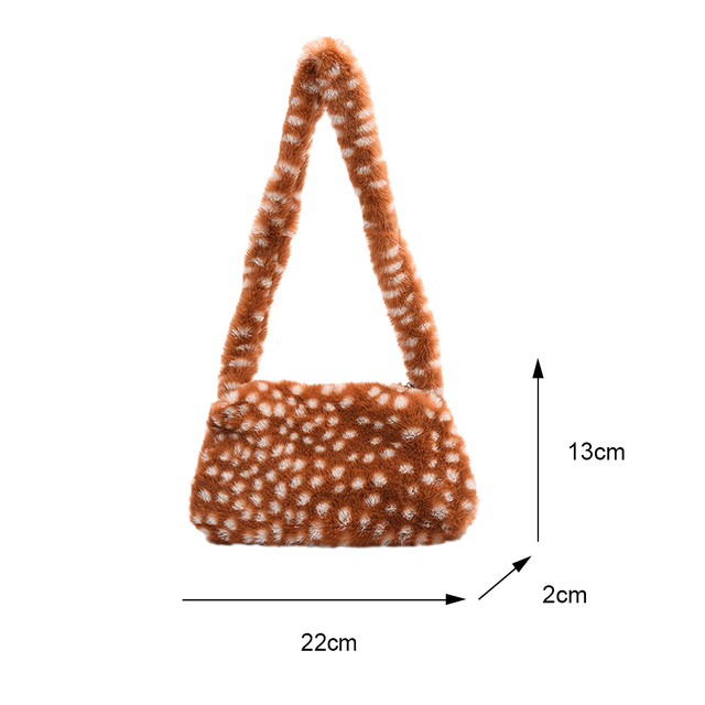 2021 Autumn Winter Female Plush Portable Women Handbag Vintage Animal Print Shoulder Bags Travel Bags