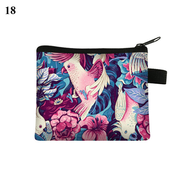 Fashion Brand Wallet Women Lovely Bowknot Flower Print Small Coin Bag Wallet Canvas Zipper Female Coin Purse Purse Earphone