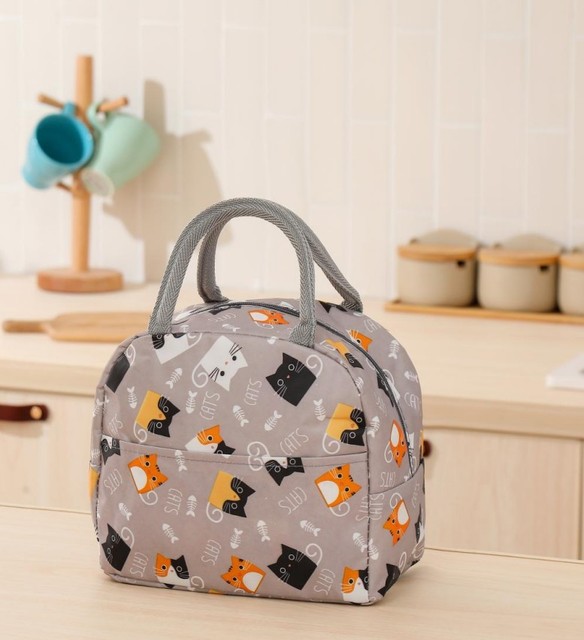 Functional Style Cooler Lunch Box Portable Insulated Canvas Lunch Handbag Thermal Food Picnic Lunch Bags For Women Kids