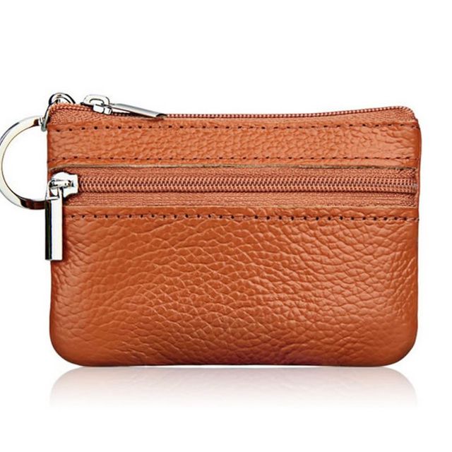 Cowhide Slim Coin Purse Women Coin Purse Men Zipper Around Wallet Card Holder