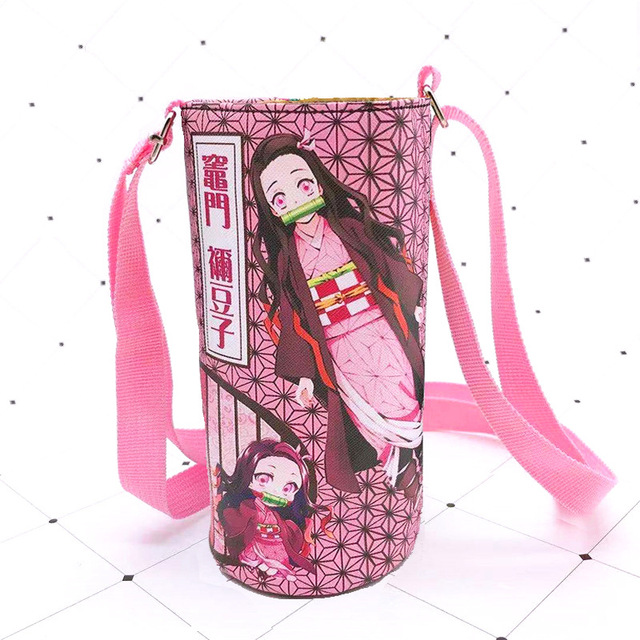 Devil Blade Cartoon Anime Peripheral PU Cup Cover Demon Slayer Kimetsu no Yaiba Kamado Nezuko Student Children Kids Kettle Bag