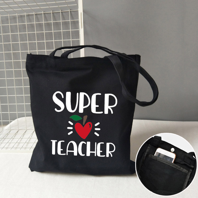 Teacher life rainbow small cotton bag teacher canvas bag graduation gifts tote big teachers appreciation or year-end gift