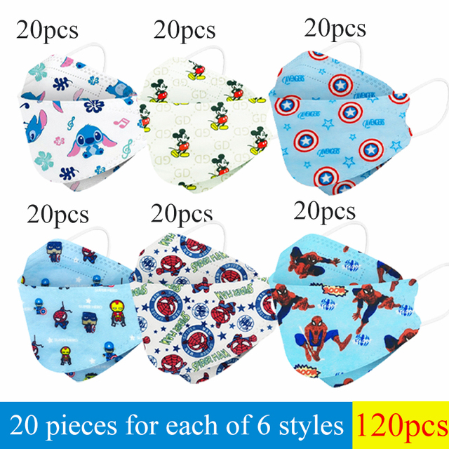 Disney Children Cartoon KN95 Face Mask 4 Layers Dust-proof Reusable Boys Girls Multicolor Collocation Printing FFP2 Mascarillas