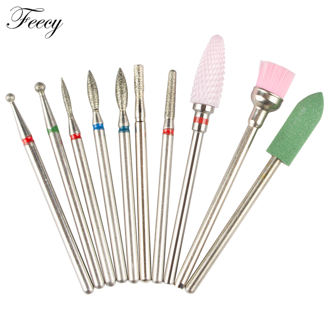 10pcs Ceramic Diamond Grinding Cutter For Manicure Set Nail Bits Grinder Cutters To Remove Gel Varnish Nail Art Accessories