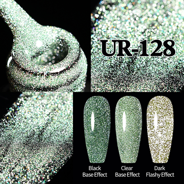 ur sugar 7.5ml neon yellow reflective glitter gel nail polish shine twilight nail gel nail art varnish semi permanent varnish