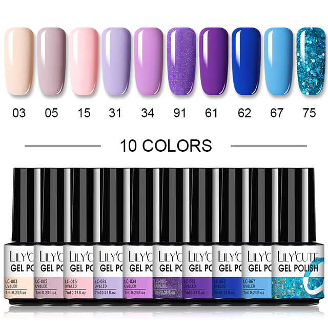 LILYCUTE 20/10/8pcs Set UV Gel Nail Polish Set 7ml Multicolor Semi-Permanent Long Lasting Led Gel Varnish Soak Off Nail Gel