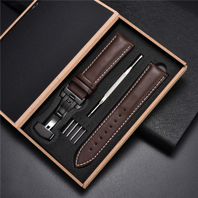 Leather Straps With Box For Samsung Galaxy Watch 4 40mm 44mm/4 Classic 42mm 46mm Active 2 Band Replacement Watchband Bracelets