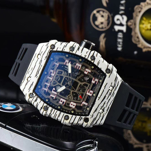 2022 Luxury 3 Pin Quartz Watch RM Transparent Bezel Men Automatic Watch for Men Designer Wristwatches Waterproof Reloj Hombre