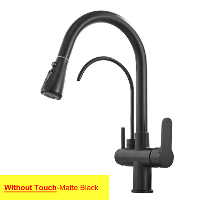 Gold Touch Filter Kitchen Mixer Tap Dual Handle Hot Cold Brass Kitchen Sink Faucets Smar Sensor Touch Pull Out Kitchen Faucets