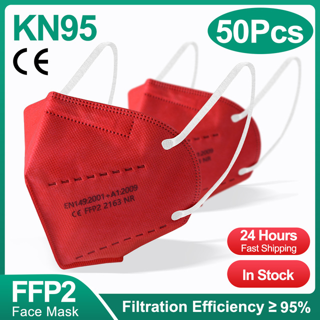 1-100pcs KN95 Masks ffp2fan 5 Layers Mouth Mask FFP2 KN95 Respirator FPP2 Masque FFP 2 Protective Face Mascarillas Masken CE