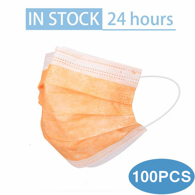 In Stock 10/100pcs Disposable Nonwoven Face Mask 3 Layers Anti Dust Respirator Mask With Elastic Ear Band For Adults