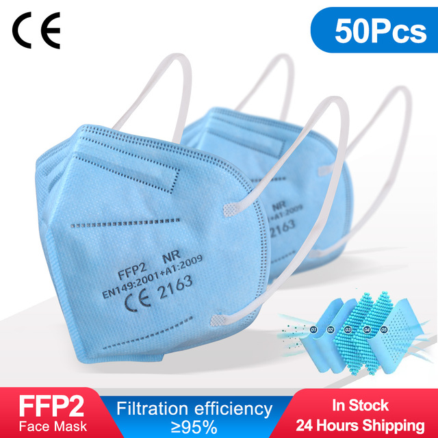 10-200pcs FFP2 Mask Respirator KN95 Mascarilla Fpp2 homology ada 5 Ply Mascarillas FP2 Black Masks Adult Face Dust Protection FFP3