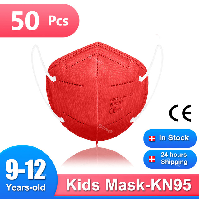 9-12 سنة الأطفال FFP2 أقنعة 5 طبقات Mascarilla KN95 Infantil FFP2mask Niños Mascarillas FPP2 Homologada الاطفال قناع FP2