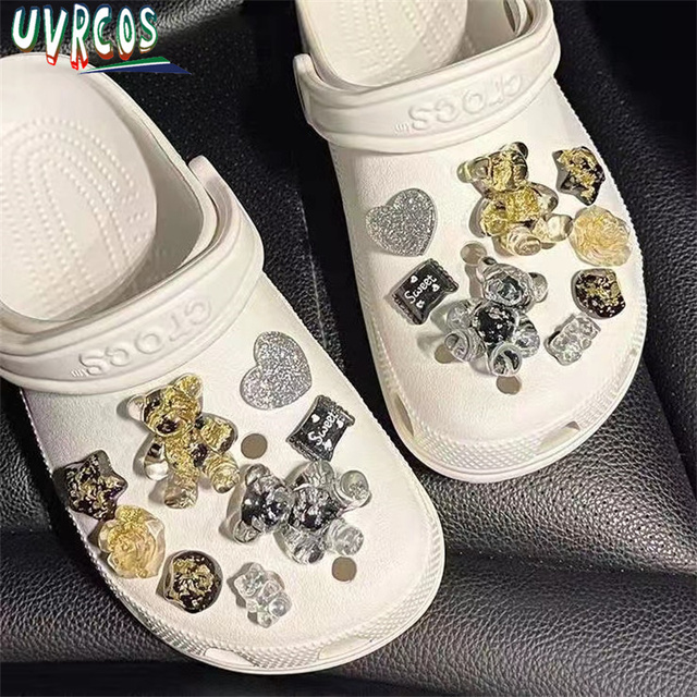 لطيف Crocs السحر الفاخرة مصمم حجر الراين بلينغ اللؤلؤ سلسلة ل Croc حذاء زهرة اكسسوارات هدية ل تسد فتاة