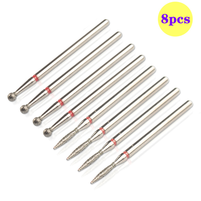 8pcs Diamond Milling Cutter for Manicure Set Nail Drill Bits Accessories Nozzles for Manicure Cutters Pedicure Sanding Nail File