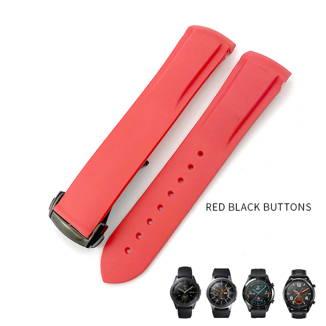 20mm 19/21mm 22mm Curved End Silicone Rubber Watch Band Suitable for Huawei GT 2 Samsung Galaxy Watch 3 4 Omega Seamaster Strap