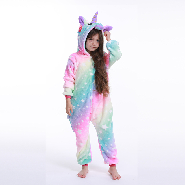 flannel unicorn for kids pajamas boys girls sleepwear children panda jumpsuit kids oneise for jumpsuit licorn