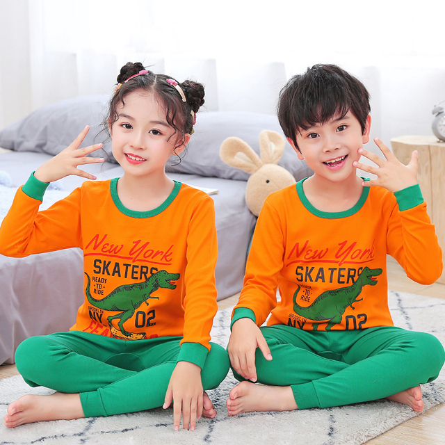 Boys Dinosaur Pajamas Children Sleepwear For 6 8 10 12 Years Kids Pajamas 100 Cotton Animal Cartoon Homewear Pajamas Suits