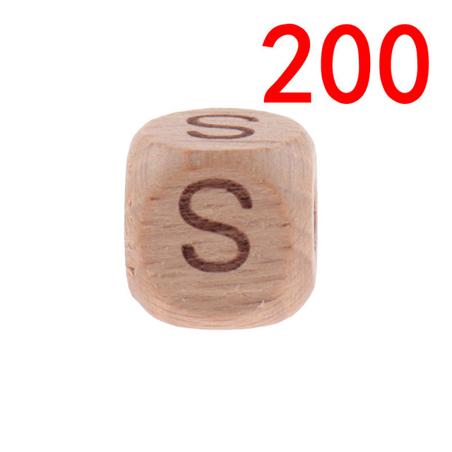 200pcs 12mm Beech Wooden Beads For Baby Wood Letters Bead Baby Teether Diy Beads With Silicone Teether Letters Alphabet