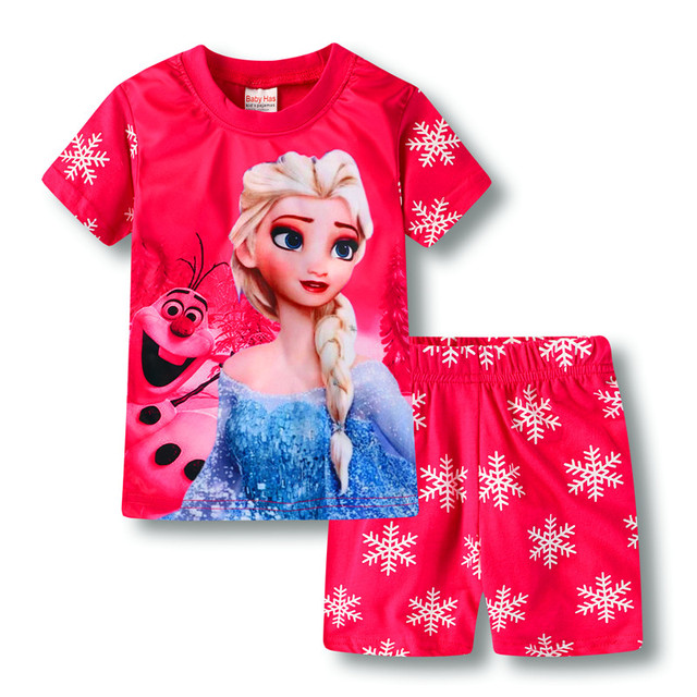 New Kids Boys Girls Clothes Baby Princess Pajamas Summer Short Sleeve Set Cartoon Minnie Children Sleepwear