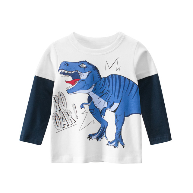 2022 New Kids Solid Cotton Long Sleeve T-shirt Tops Boys Girls Cute Animal Print Tees 2 3 4 5 6 7 8 Years Children Tops