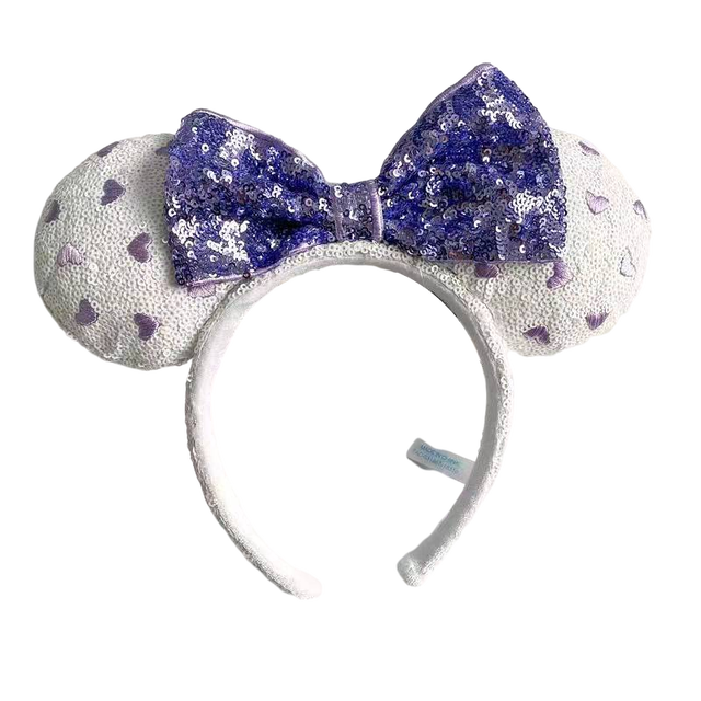 New Disney Mickey Mouse Ears Headband Space Lunar Mountain New Year Minnie Bow Pink Sequins Cartoon Anime Headdress Headband Gif