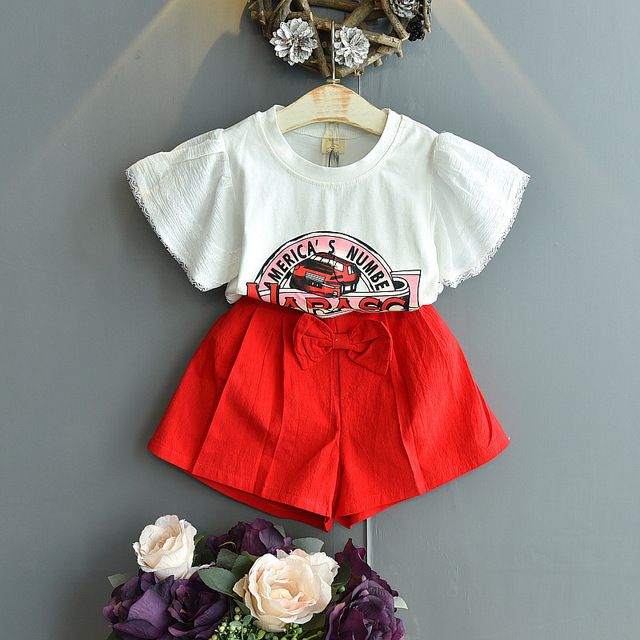 2022 Girls Sets Floral T-Shirt+Short Pants Summer 2pcs Infant Clothes Girl Fashion Sets Children Casual Toddler Kids Baby